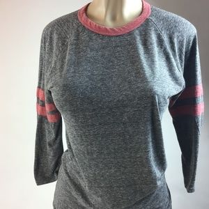 LuLaRoe Baseball TShirt Size XS Gray Wash Pink